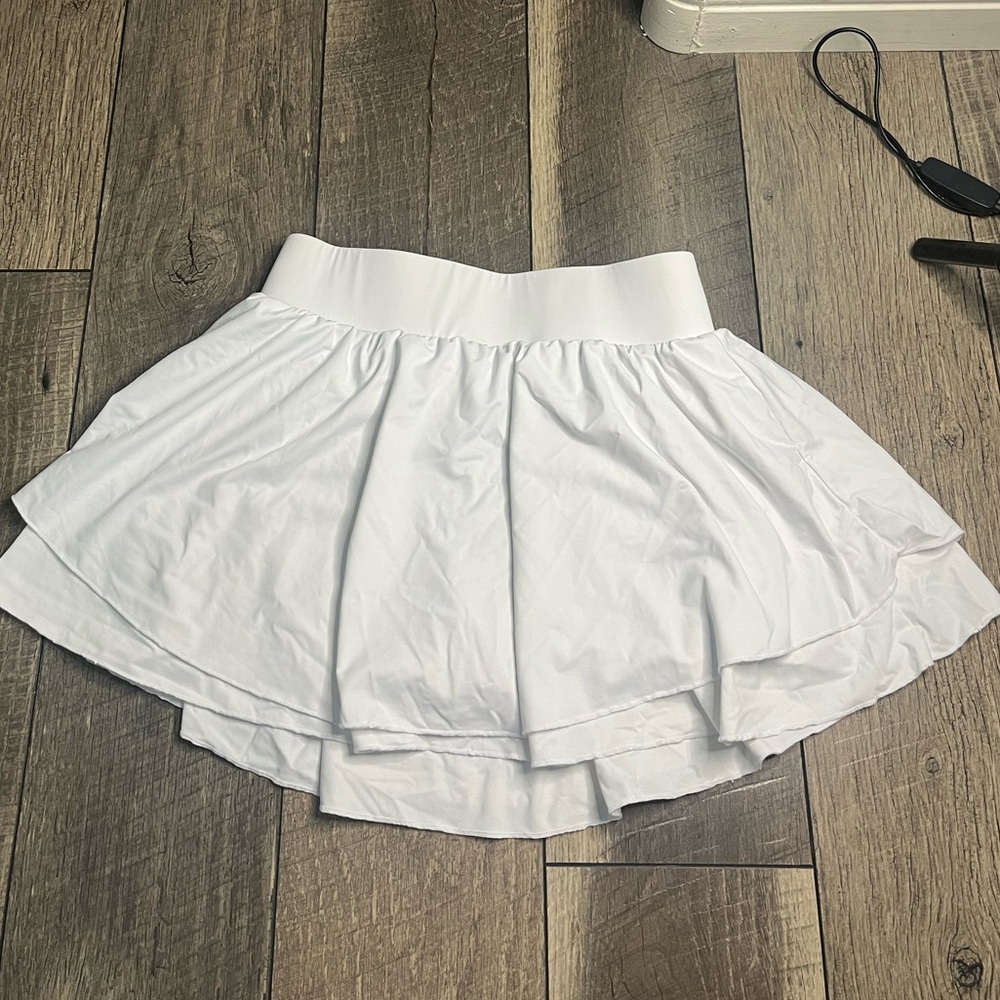 white tennis skirt with built in shorts